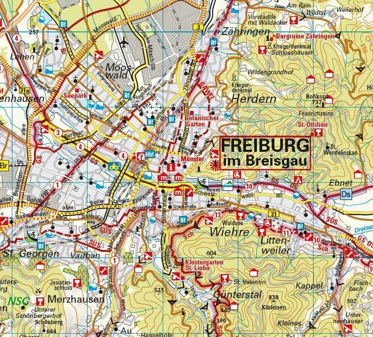 Produktbild: ADFC-Regionalkarte Freiburg und Umgebung 1:75.000, reiß- und wetterfest, GPS-Tracks Download