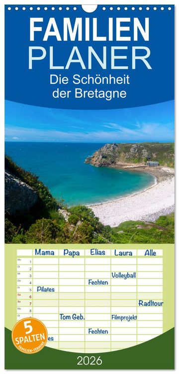 Produktbild: Familienplaner 2026 - Die Sch&ouml;nheit der Bretagne mit 5 Spalten (Wandkalender, 21 x 45 cm) CALVENDO