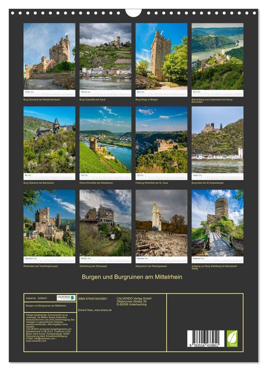 Produktbild: Burgen und Burgruinen am Mittelrhein (Wandkalender 2026 DIN A3 hoch), CALVENDO Monatskalender
