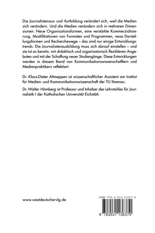 Produktbild: Journalistenausbildung f&uuml;r eine ver&auml;nderte Medienwelt