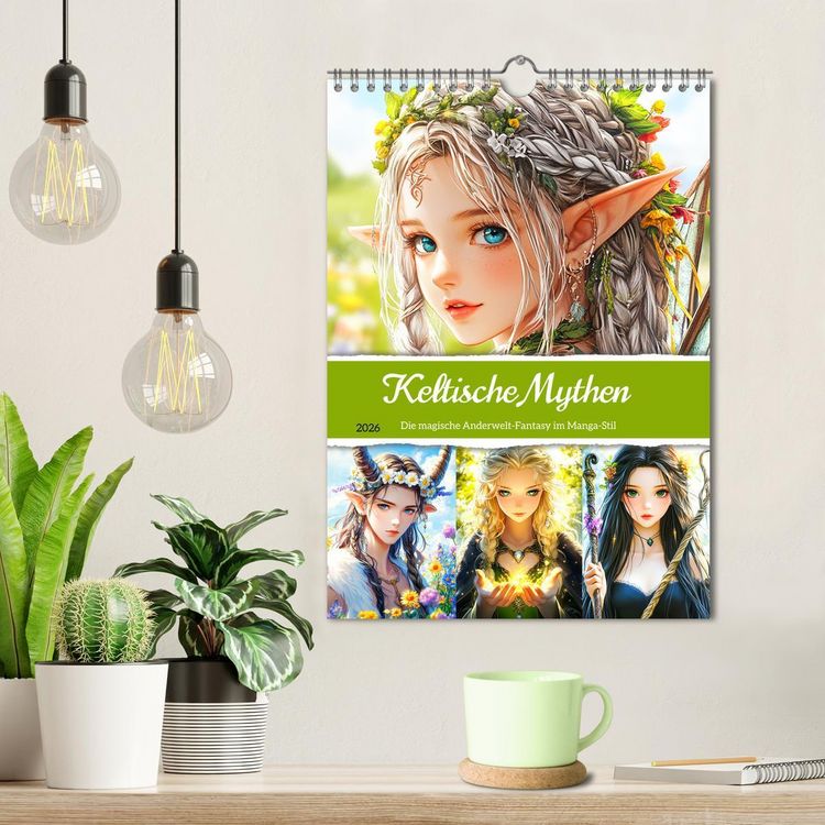 Produktbild: Keltische Mythen. Die magische Anderwelt-Fantasy im Manga-Stil (Wandkalender 2026 DIN A4 hoch), CALVENDO Monatskalender