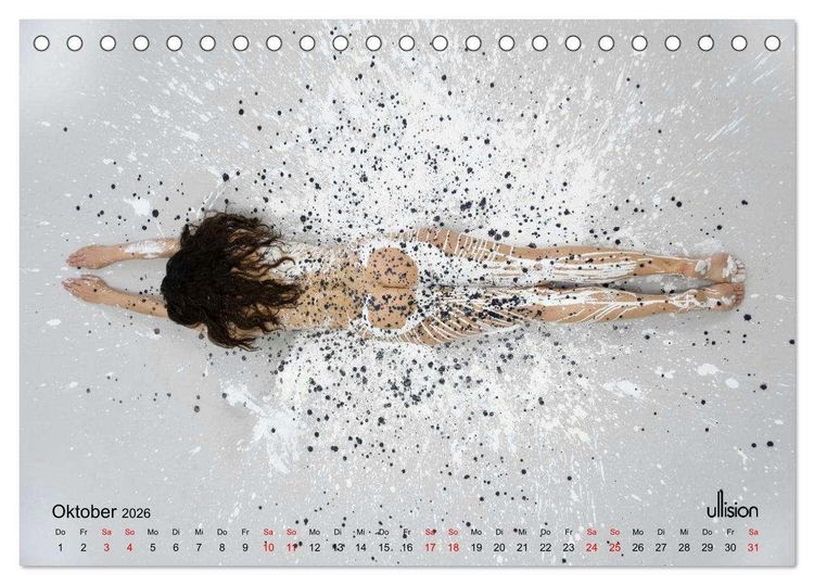 Produktbild: Akt in Farbe &ndash; schwarzwei&szlig; (Tischkalender 2026 DIN A5 quer), CALVENDO Monatskalender
