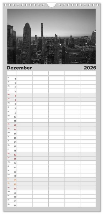 Produktbild: Familienplaner 2026 - New York in schwarz weiss mit 5 Spalten (Wandkalender, 21 x 45 cm) CALVENDO