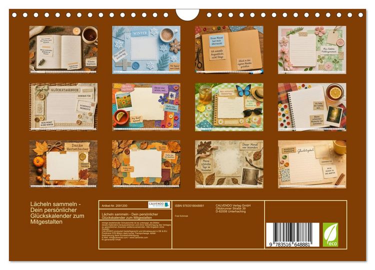 Produktbild: L&auml;cheln sammeln - Dein pers&ouml;nlicher Gl&uuml;ckskalender zum Mitgestalten (Wandkalender 2026 DIN A4 quer), CALVENDO Monatskalender