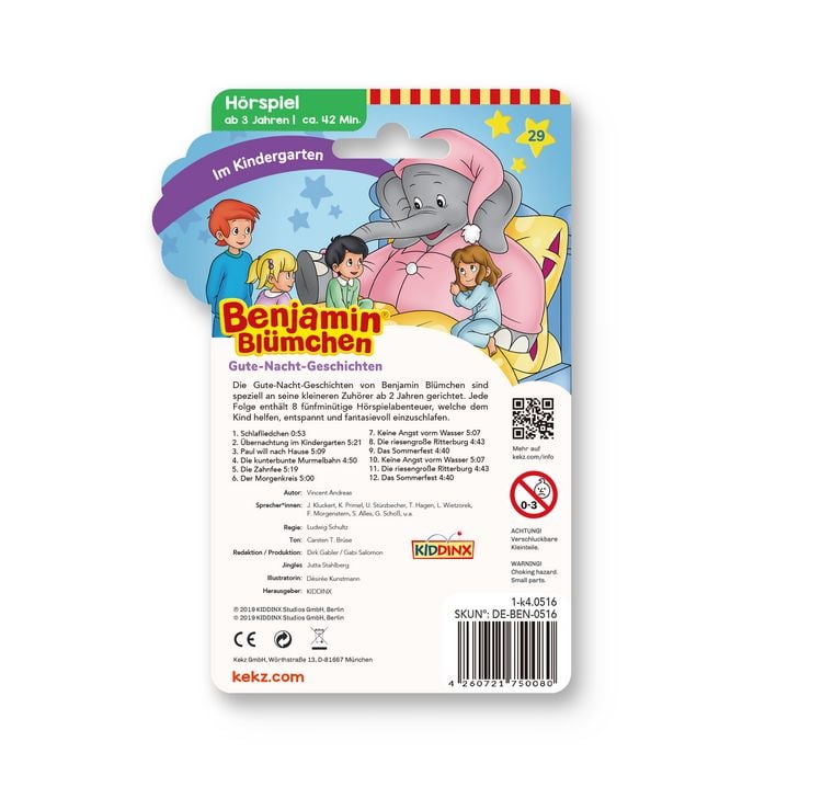 Produktbild: Benjamin Bl&uuml;mchen - Gute-Nacht-Geschichten Im Kindergarten,1 Audio-Chip