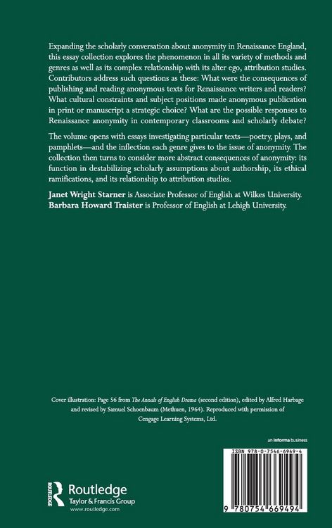 Produktbild: Anonymity in Early Modern England