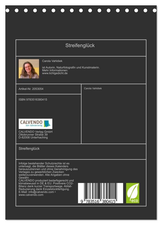 Produktbild: Streifengl&uuml;ck (Tischkalender 2026 DIN A5 hoch), CALVENDO Monatskalender