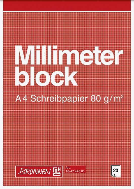 Produktbild: Brunnen Millimeter Block A4 Papier 20 Blatt