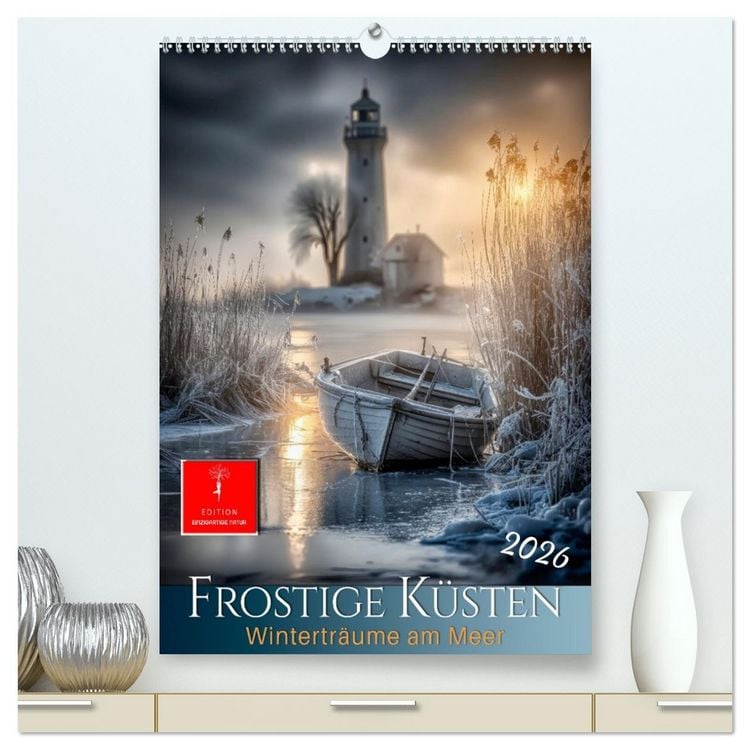 Produktbild: Frostige K&uuml;sten - Wintertr&auml;ume am Meer (hochwertiger Premium Wandkalender 2026 DIN A2 hoch), Kunstdruck in Hochglanz