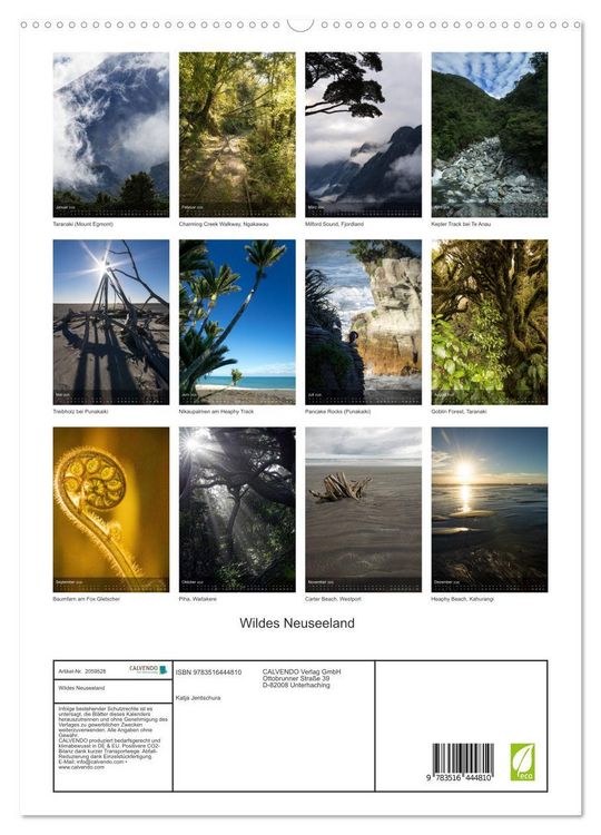 Produktbild: Wildes Neuseeland (hochwertiger Premium Wandkalender 2026 DIN A2 hoch), Kunstdruck in Hochglanz