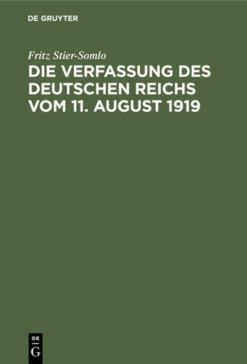 Produktbild: Die Verfassung des Deutschen Reichs vom 11. August 1919