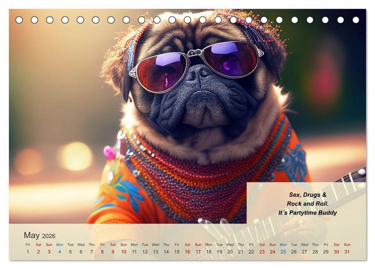 Produktbild: Great fun for pug lovers (Desk Calendar 2026 DIN A5 landscape), CALVENDO 12 Month DeskCalendar