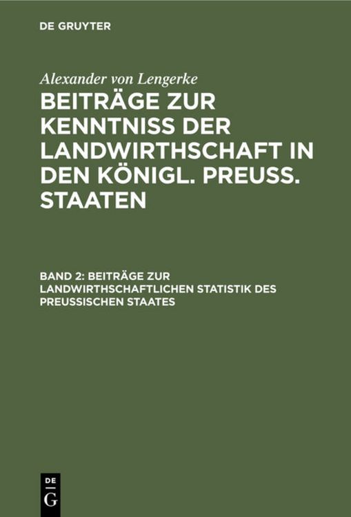 Produktbild: Beitr&auml;ge zur landwirthschaftlichen Statistik des Preu&szlig;ischen Staates