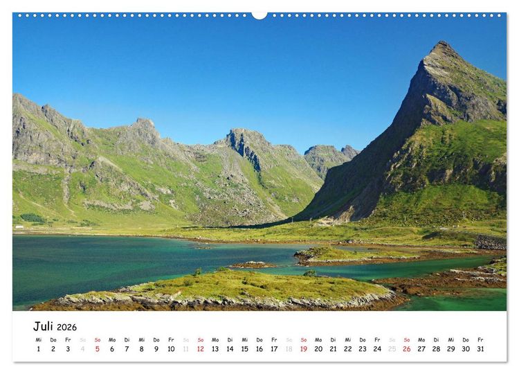 Produktbild: Die Lofoten - Magie des Lichtes (hochwertiger Premium Wandkalender 2026 DIN A2 quer), Kunstdruck in Hochglanz