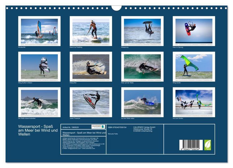 Produktbild: Wassersport - Spa&szlig; am Meer bei Wind und Wellen (Wandkalender 2026 DIN A3 quer), CALVENDO Monatskalender