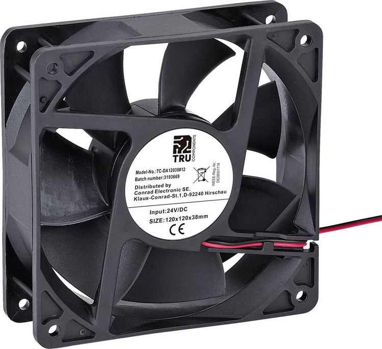 Produktbild: TRU COMPONENTS TC-DA12038-12 Axiall&uuml;fter 24 V/DC 220.8 m&sup3;/h (L x B x H) 120 x 120 x 38mm