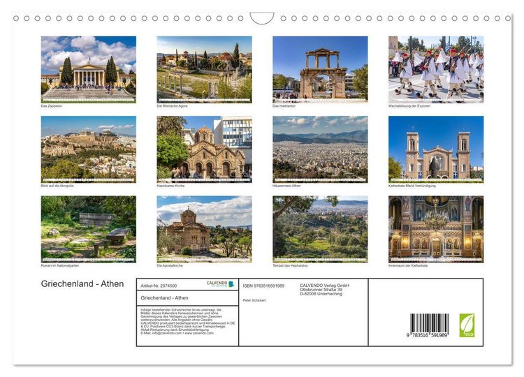 Produktbild: Griechenland - Athen (Wandkalender 2026 DIN A3 quer), CALVENDO Monatskalender