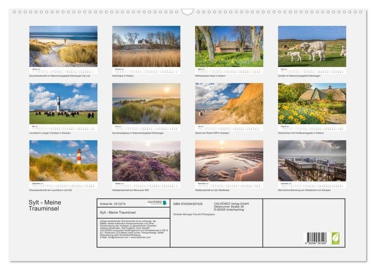 Produktbild: Sylt - Meine Trauminsel (Wandkalender 2027 DIN A2 quer), CALVENDO Monatskalender