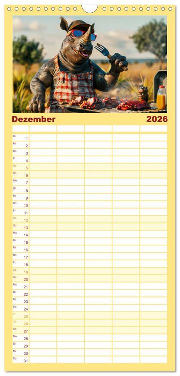 Produktbild: Familienplaner 2026 - Tierisch lustige Grillmeister mit 5 Spalten (Wandkalender, 21 x 45 cm) CALVENDO