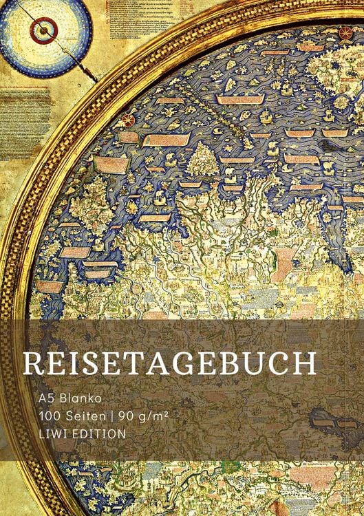 Produktbild: Reisetagebuch zum Selberschreiben - A5 blanko - 100 Seiten 90g/m&sup2; - Soft Cover - Motiv Weltkarte Mappa Mundi - Papier