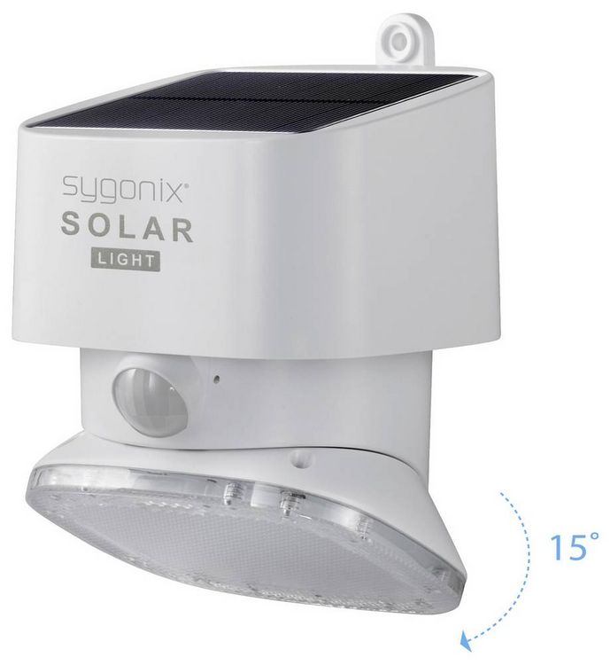 Produktbild: Sygonix SY-4673534 Solar-Au&szlig;enwandleuchte mit Bewegungsmelder LED LED fest eingebaut 20 W Wei&szlig;