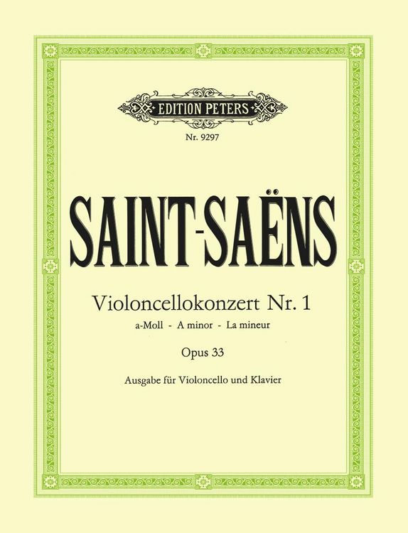 Produktbild: Sa&euml;ns, C: Cello Concerto No. 1 in a Minor Op. 33 (Edition fo