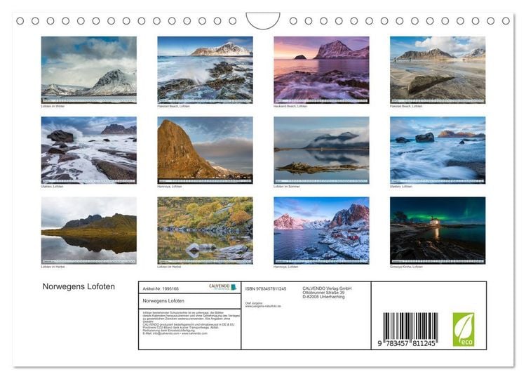 Produktbild: Norwegens Lofoten (Wandkalender 2026 DIN A4 quer), CALVENDO Monatskalender