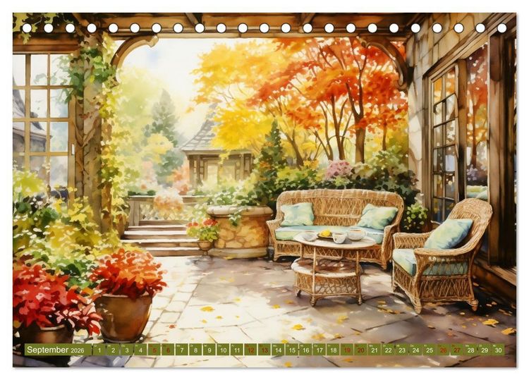 Produktbild: Lauschige Gartenecken (Tischkalender 2026 DIN A5 quer), CALVENDO Monatskalender