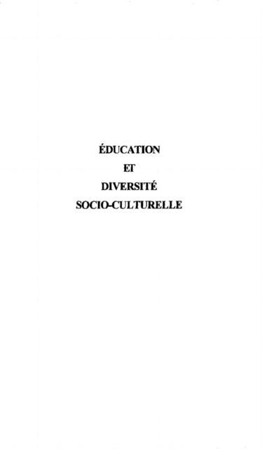 Produktbild: Education Et Diversite Socio-Culturelle