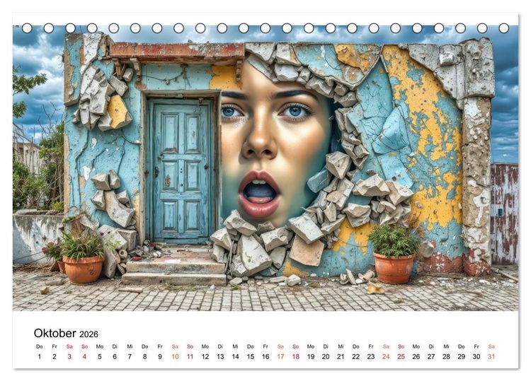 Produktbild: Street Art - Urban Colors (Tischkalender 2026 DIN A5 quer), CALVENDO Monatskalender