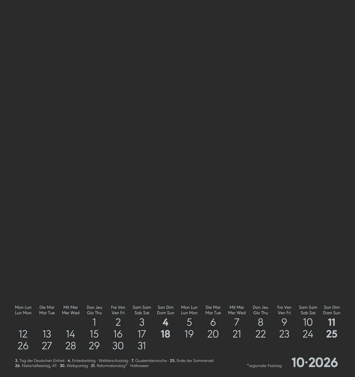 Produktbild: Kreativ-Kalender schwarz 2026 - 16x17 cm - Foto, Malen, Basteln - datiert - Kreativkalender - Foto-Kalender - Alpha Edition