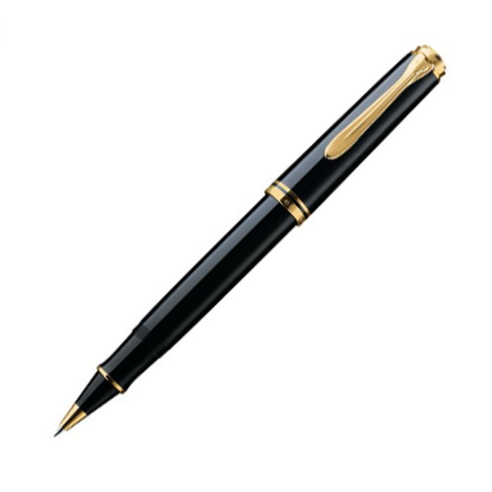 Produktbild: Pelikan Tintenroller Souverän® R400, Edelharz, 24-Karat vergoldete Zierelemente, Schwarz
