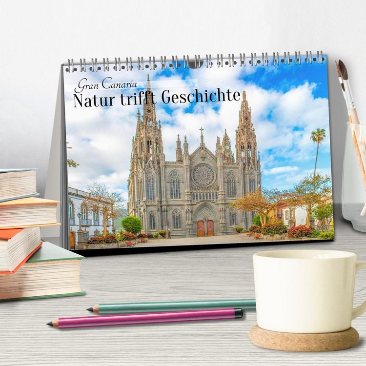 Produktbild: Gran Canaria &ndash; Natur trifft Geschichte (Tischkalender 2026 DIN A5 quer), CALVENDO Monatskalender