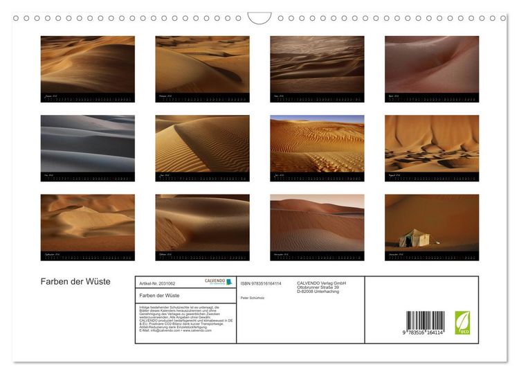 Produktbild: Farben der W&uuml;ste (Wandkalender 2026 DIN A3 quer), CALVENDO Monatskalender