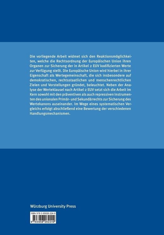 Produktbild: Die Handlungsmechanismen der Europ&auml;ischen Union zur Sicherung ihrer Werte
