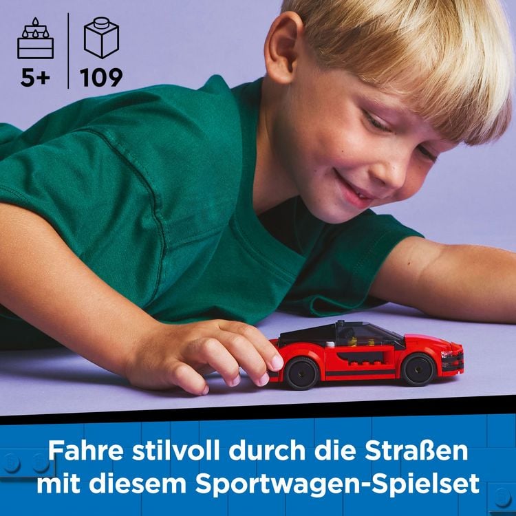 LEGO City Roter Sportwagen - Set mit Spielzeug Supersportwagen 60448