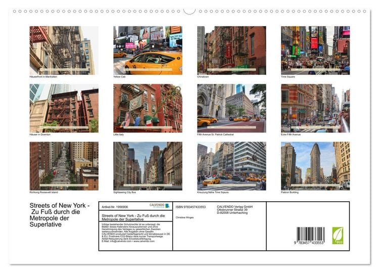 Produktbild: Streets of New York - Zu Fu&szlig; durch die Metropole der Superlative (hochwertiger Premium Wandkalender 2026 DIN A2 quer), Kunstdruck in Hochglanz