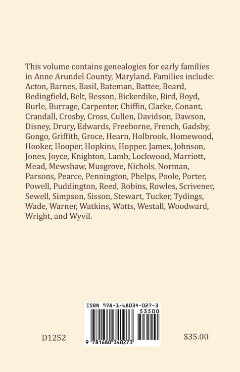 Produktbild: Colonial Families of Anne Arundel County, Maryland