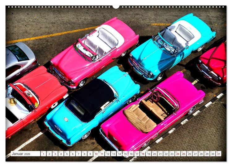 Produktbild: Vogel-Perspektive - Oldtimer in Havanna (hochwertiger Premium Wandkalender 2026 DIN A2 quer), Kunstdruck in Hochglanz