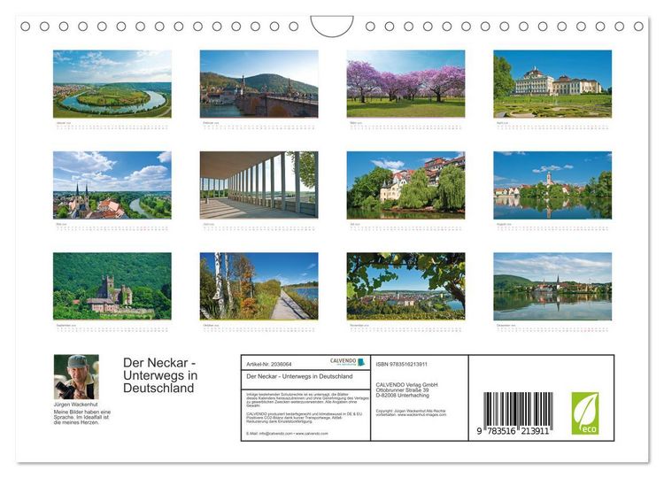 Produktbild: Der Neckar - Unterwegs in Deutschland (Wandkalender 2026 DIN A4 quer), CALVENDO Monatskalender