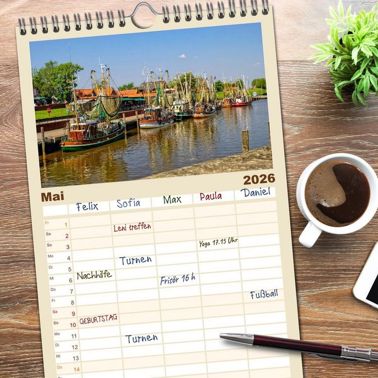 Produktbild: Familienplaner 2026 - Mein Ostfriesland mit 5 Spalten (Wandkalender, 21 x 45 cm) CALVENDO
