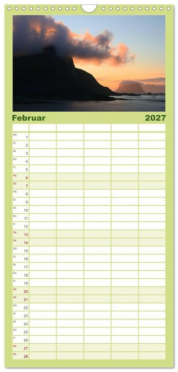 Produktbild: Familienplaner 2027 - Hurtigruten - Entlang der norwegischen K&uuml;ste mit 5 Spalten (Wandkalender, 21 x 45 cm) CALVENDO