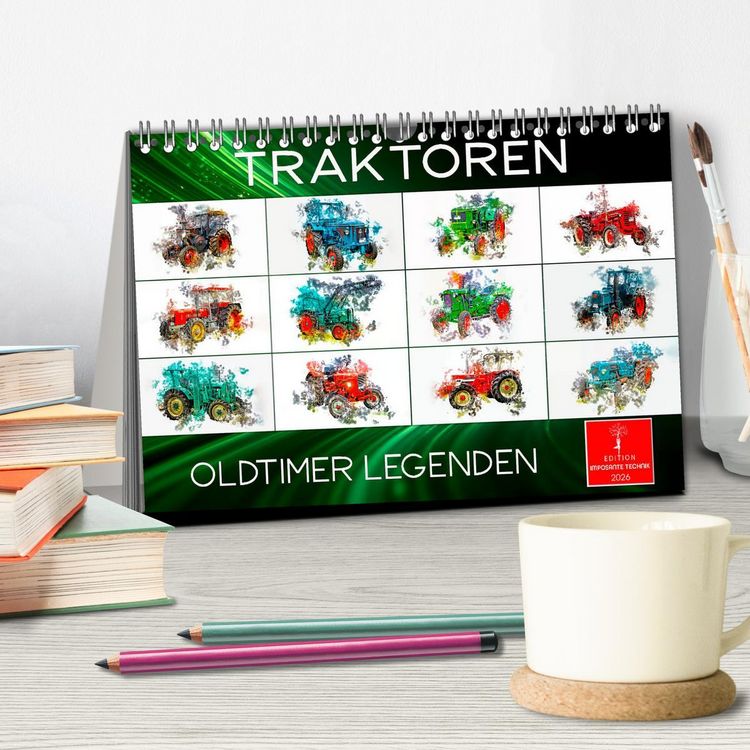 Produktbild: Traktoren Oldtimer Legenden (Tischkalender 2026 DIN A5 quer), CALVENDO Monatskalender
