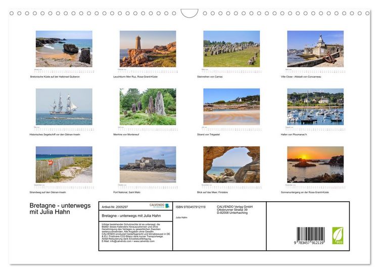 Produktbild: Bretagne - unterwegs mit Julia Hahn (Wandkalender 2026 DIN A3 quer), CALVENDO Monatskalender
