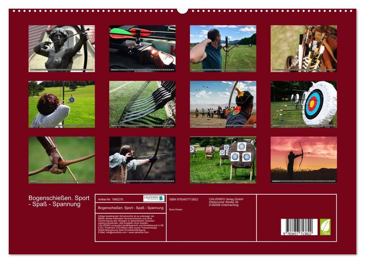 Produktbild: Bogenschie&szlig;en. Sport - Spa&szlig; - Spannung (hochwertiger Premium Wandkalender 2026 DIN A2 quer), Kunstdruck in Hochglanz
