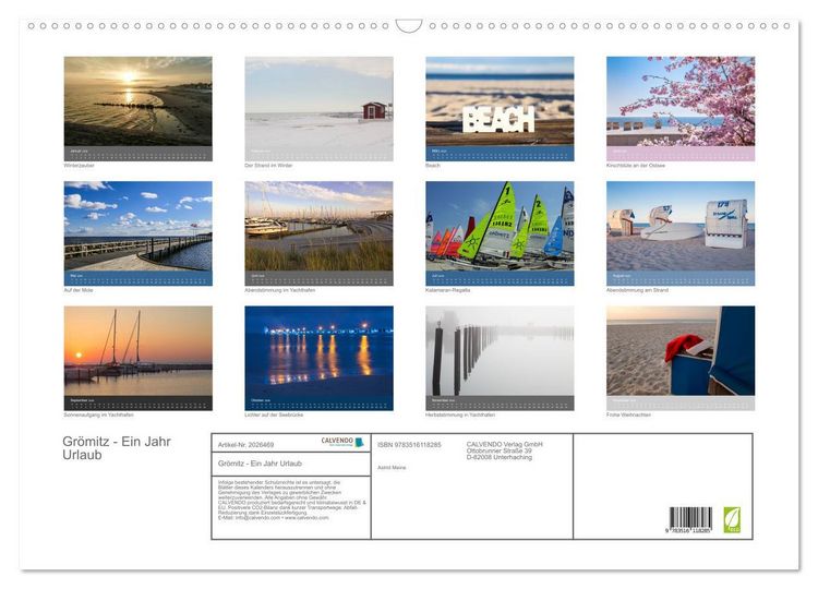 Produktbild: Gr&ouml;mitz - Ein Jahr Urlaub (Wandkalender 2026 DIN A2 quer), CALVENDO Monatskalender