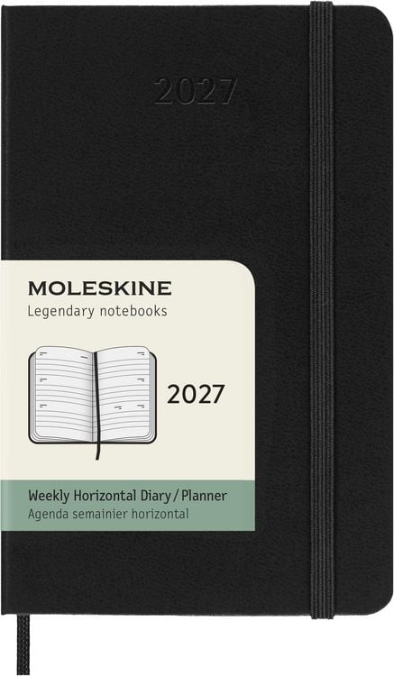 Produktbild: Moleskine 12 Monate Wochenkalender 2027, Pocket/A6, 1 Wo = 2 Seiten, horizontal, fester Einband, Schwarz