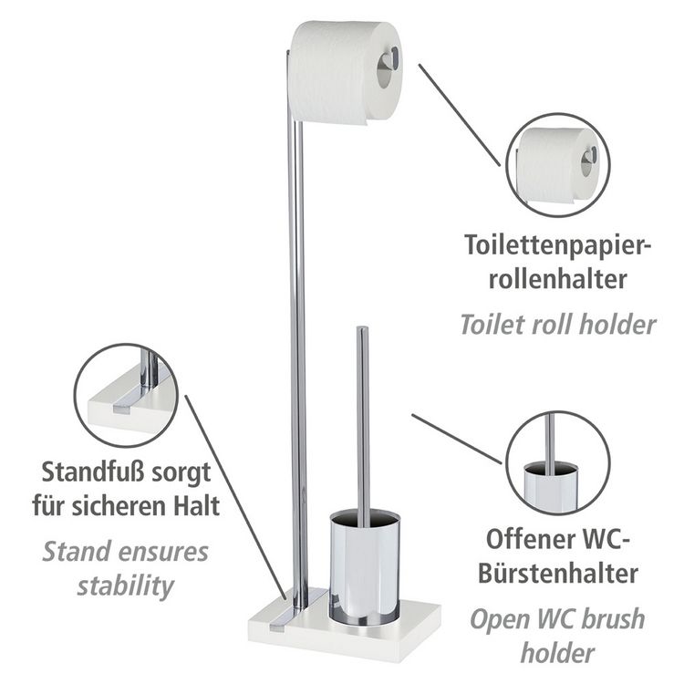 Produktbild: Stand WC-Garnitur Mod. Noble White, mit Chrom-Applikation