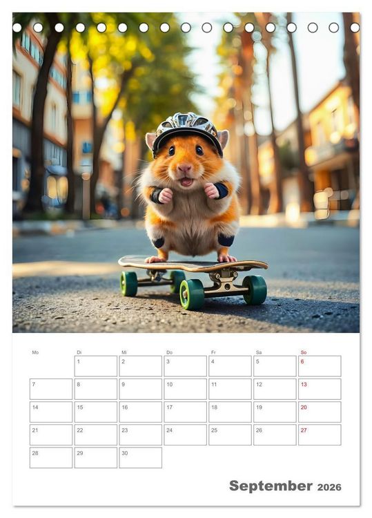 Produktbild: Adventure Hamster - Sportliche KI Hamster pr&auml;sentieren den Abenteuer-Sport (Tischkalender 2026 DIN A5 hoch), CALVENDO Monatskalender