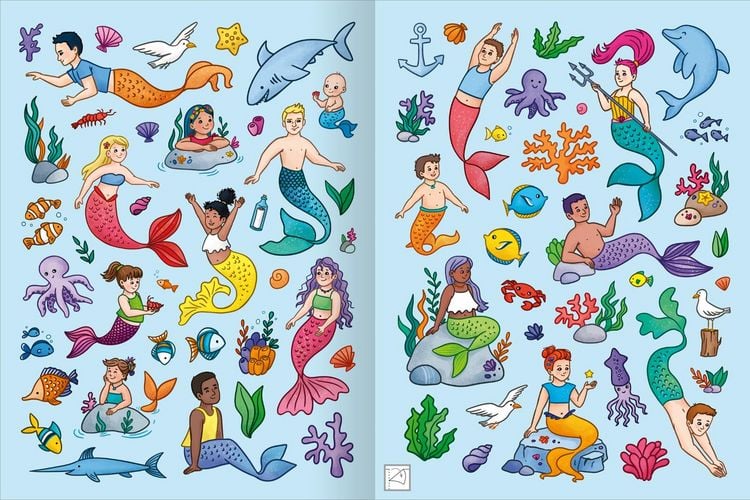 Produktbild: Mein schillerndes Stickerheft &ndash; Im Reich der Meerjungfrauen